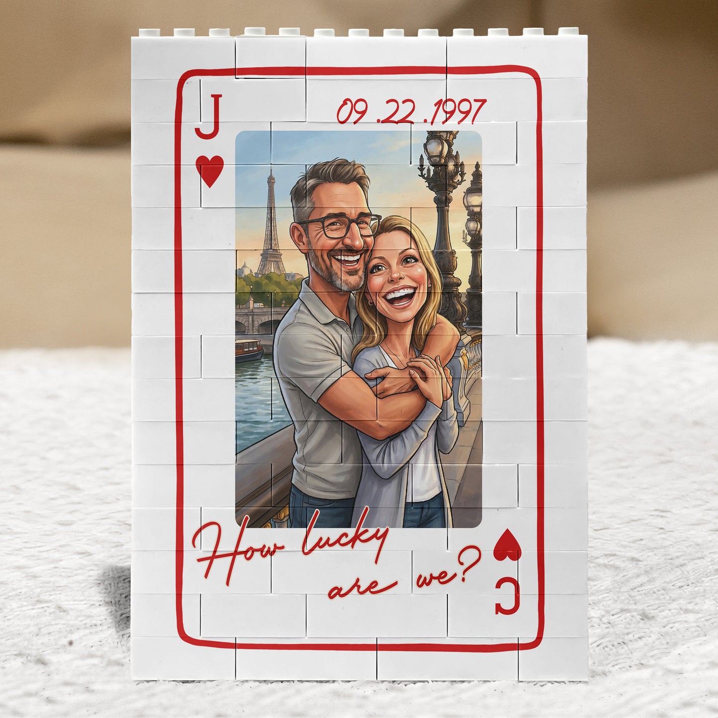 Caricature-Your-Photo-Gift-For-Funny-Couples,-Anniversary-Gift-King-&-Queen-How-Lucky-We-Are-Personalized-Building-Blocks-2