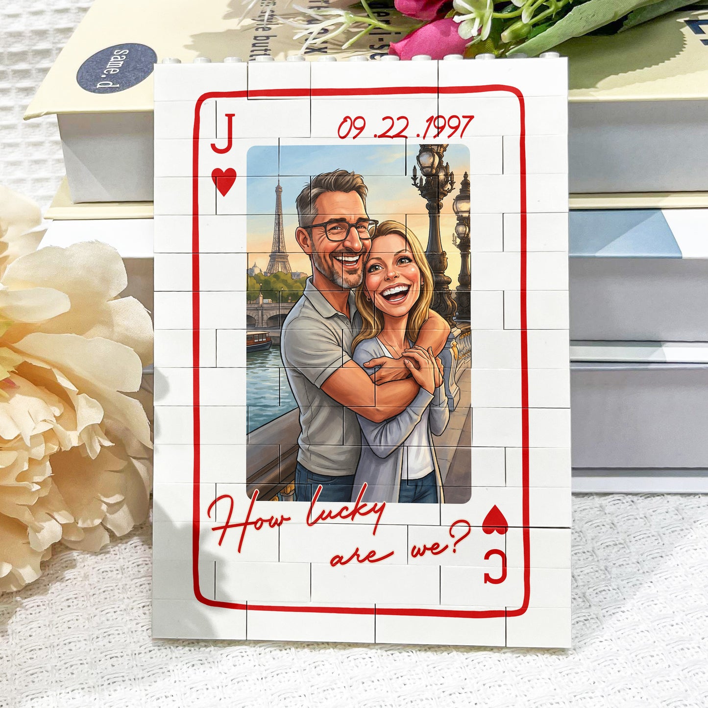 Caricature-Your-Photo-Gift-For-Funny-Couples,-Anniversary-Gift-King-&-Queen-How-Lucky-We-Are-Personalized-Building-Blocks-4