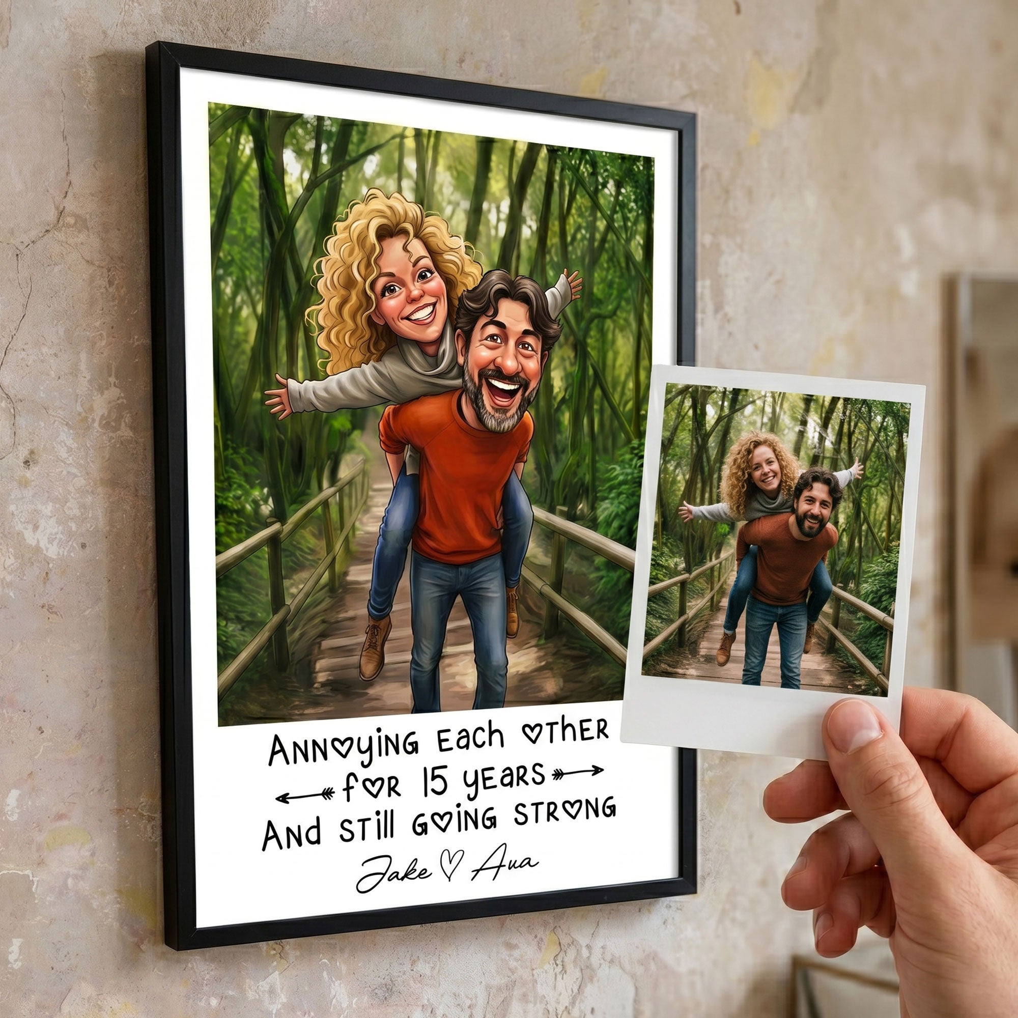 Caricature-Your-Photos-Annoying-Each-Other-For-Years-And-Still-Going-Strong-Personalized-Poster-2