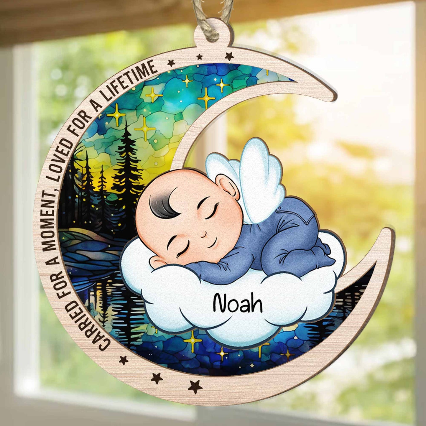 Carried For A Moment, Loved For A Lifetime - Personalized Suncatcher Ornament