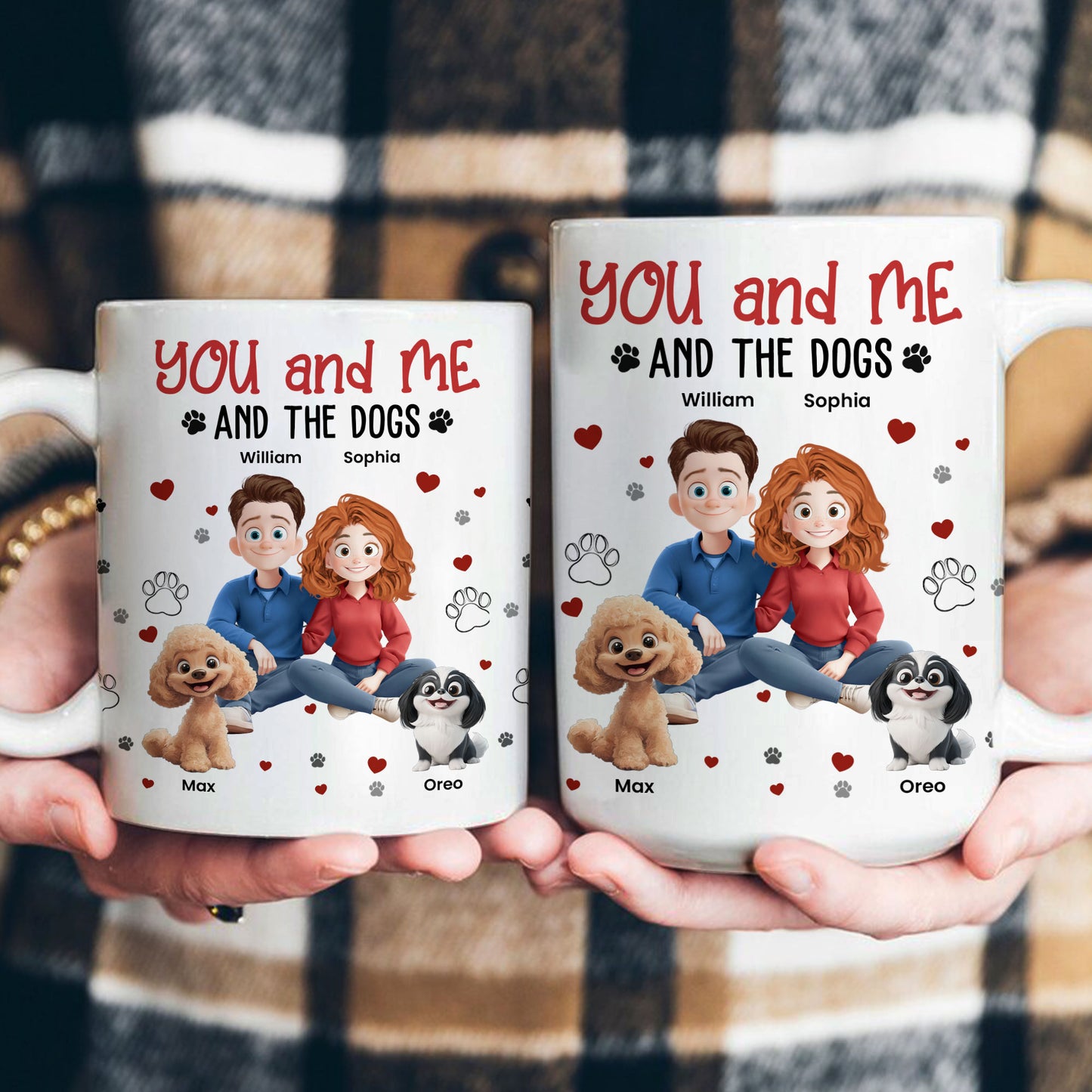 Cartoon Version You, Me And The Dogs - Personalized Mug
