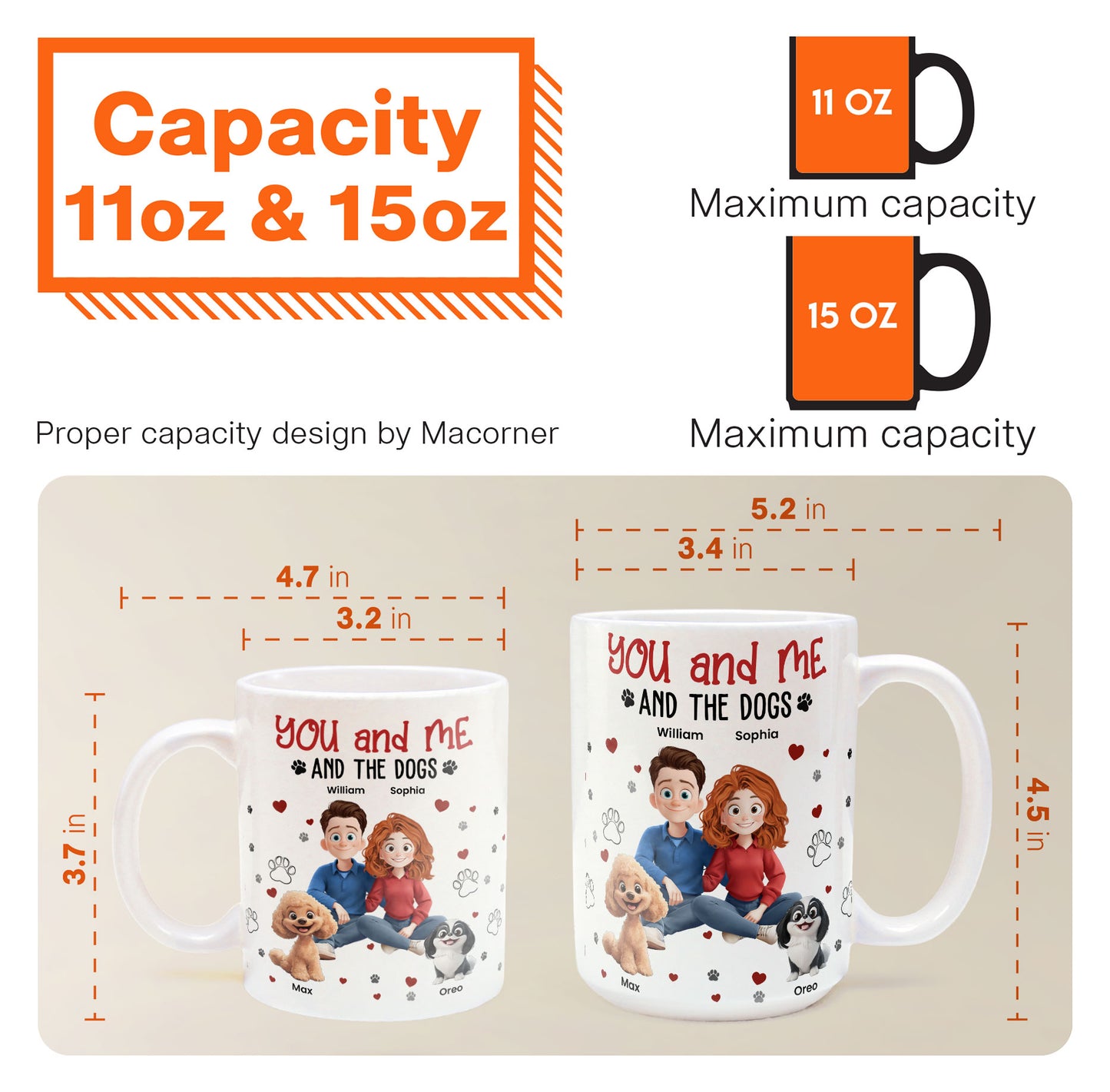 Cartoon Version You, Me And The Dogs - Personalized Mug