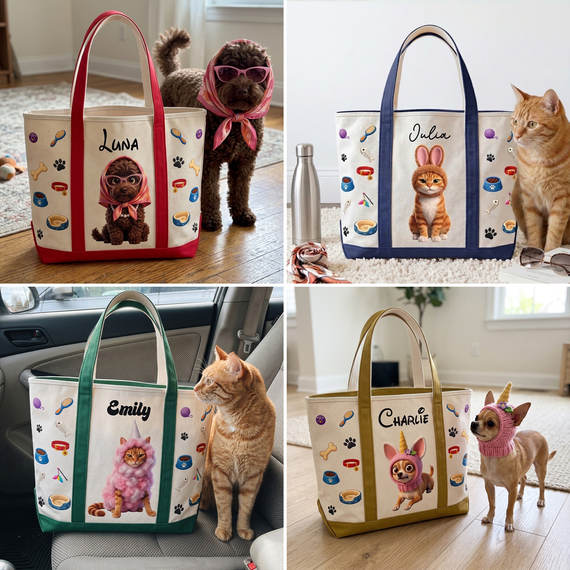 Cartoon Your Pet Photo - Cute 3D Cartoon Style For Dog Mom, Cat Mom - Personalized Tote Bag