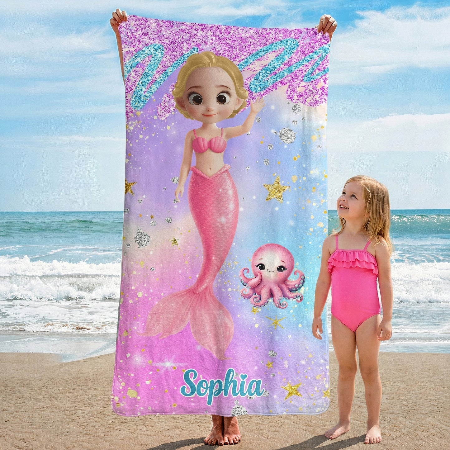 Cartoon_Mermaid_Princess_Personalized_Quick_Dry_Beach_Towel_2