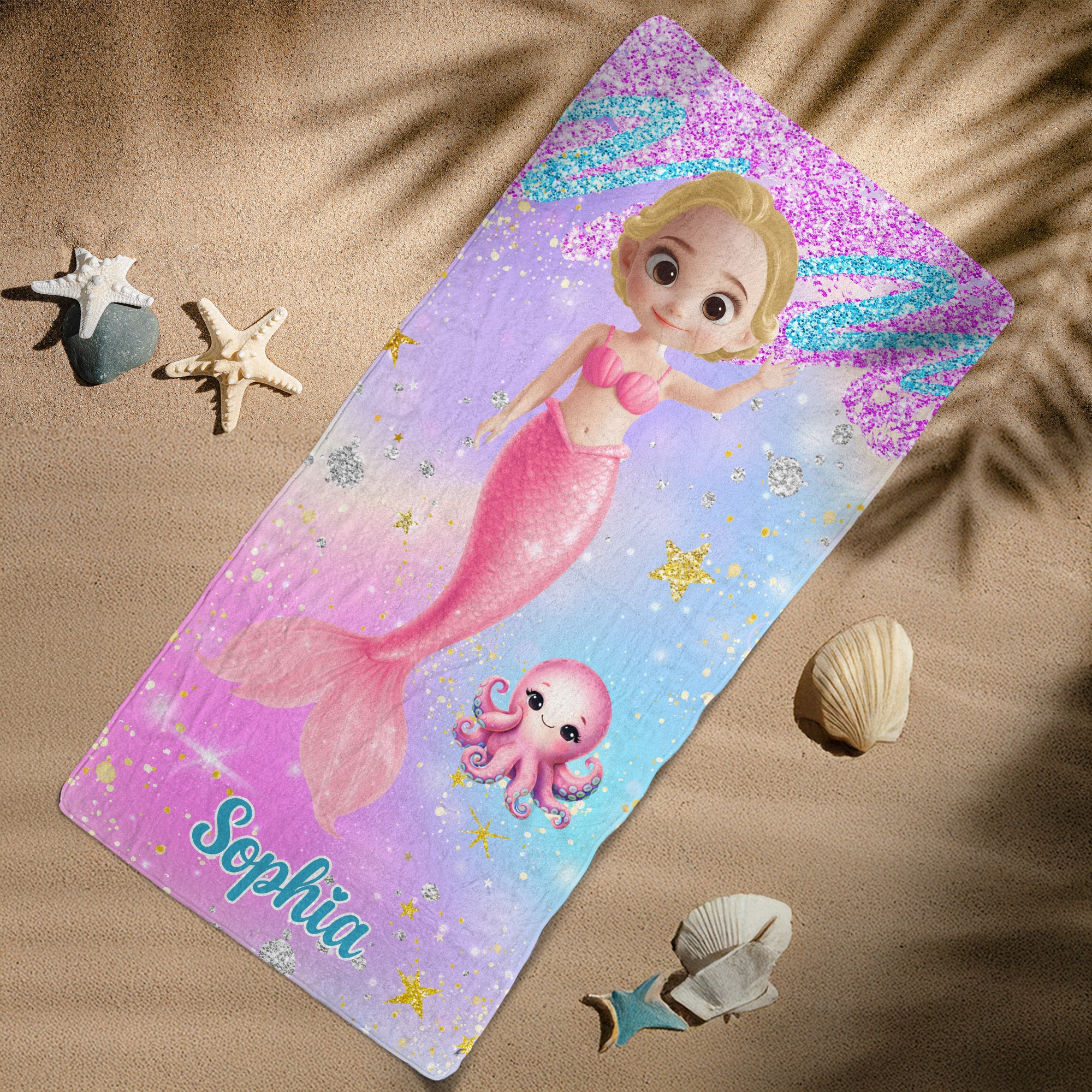 Cartoon_Mermaid_Princess_Personalized_Quick_Dry_Beach_Towel_6