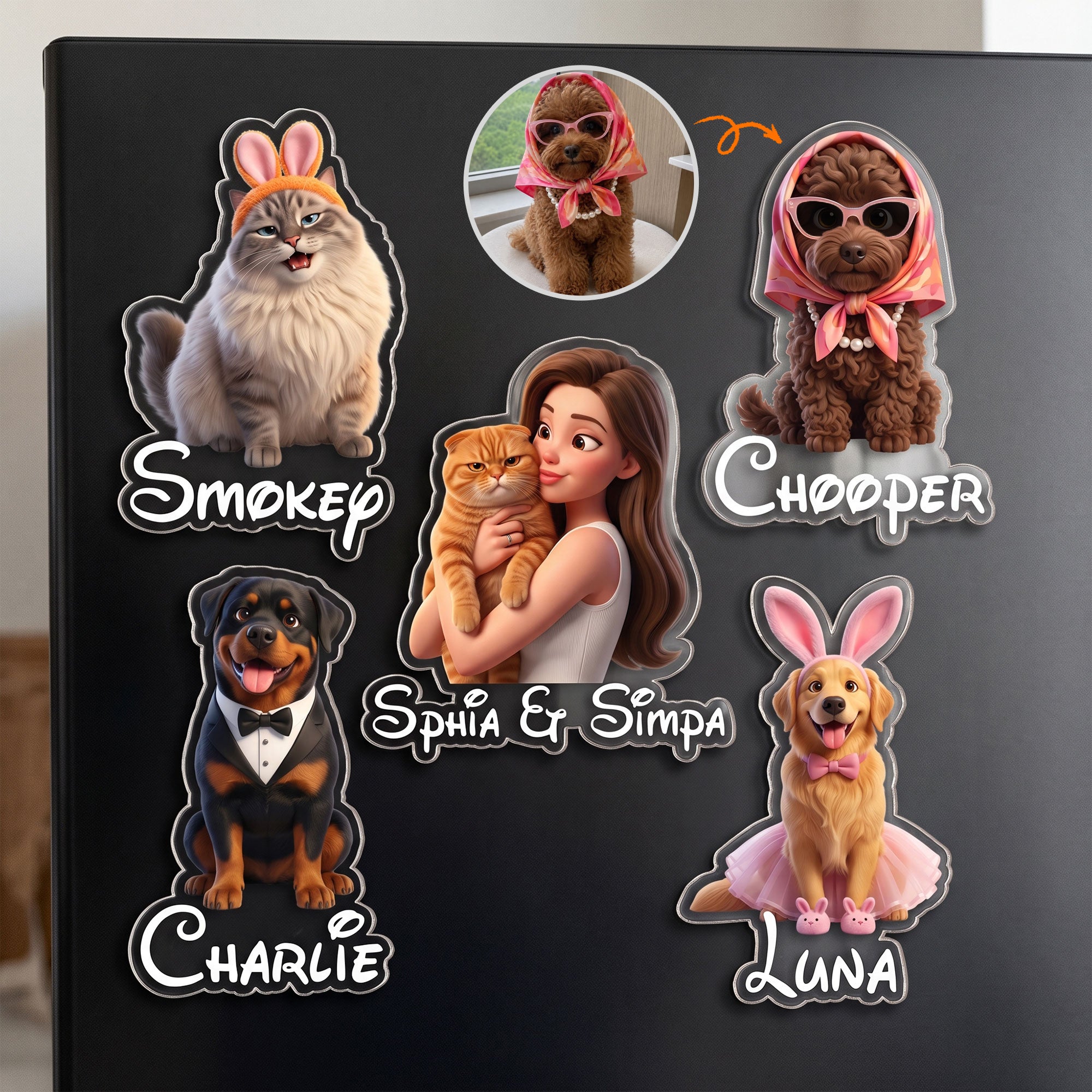 Cartoon-Your-Pet-Gifts-For-Dog-Mom,-Cat-Mom-Personalized-Magnet-1
