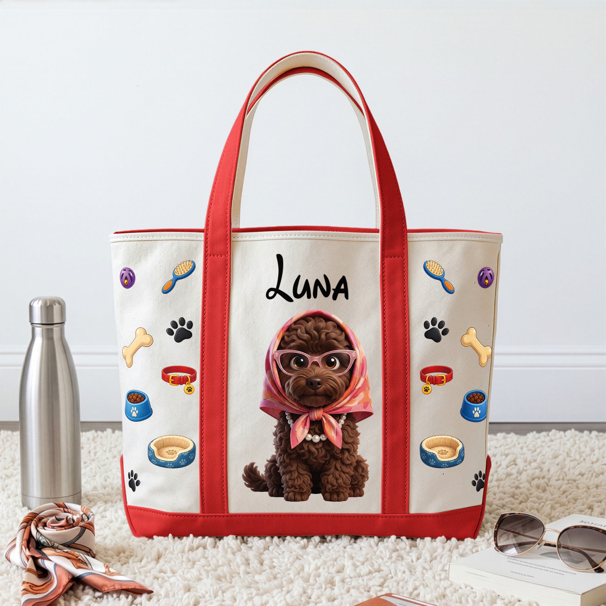 Cartoon-Your-Pet-Photo-Cute-3D-Cartoon-Style-For-Dog-Mom,-Cat-Mom-Personalized-Tote-Bag-3