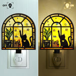 Cat And Books - Personalized Wood And Acrylic Night Light