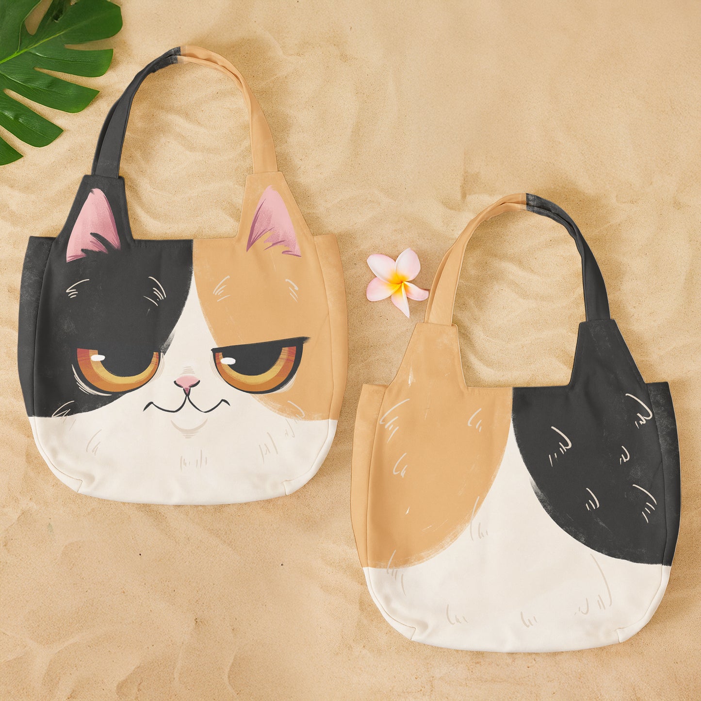 Cat Cute Face - Personalized Round Tote Bag