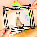Cat Enjoying The SunLight - Personalized Rainbow Suncatcher