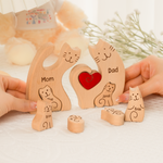 Cat Family - Personalized Wooden Cat Family Puzzle