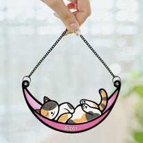 Cat In Moon - Personalized Window Hanging Suncatcher Ornament