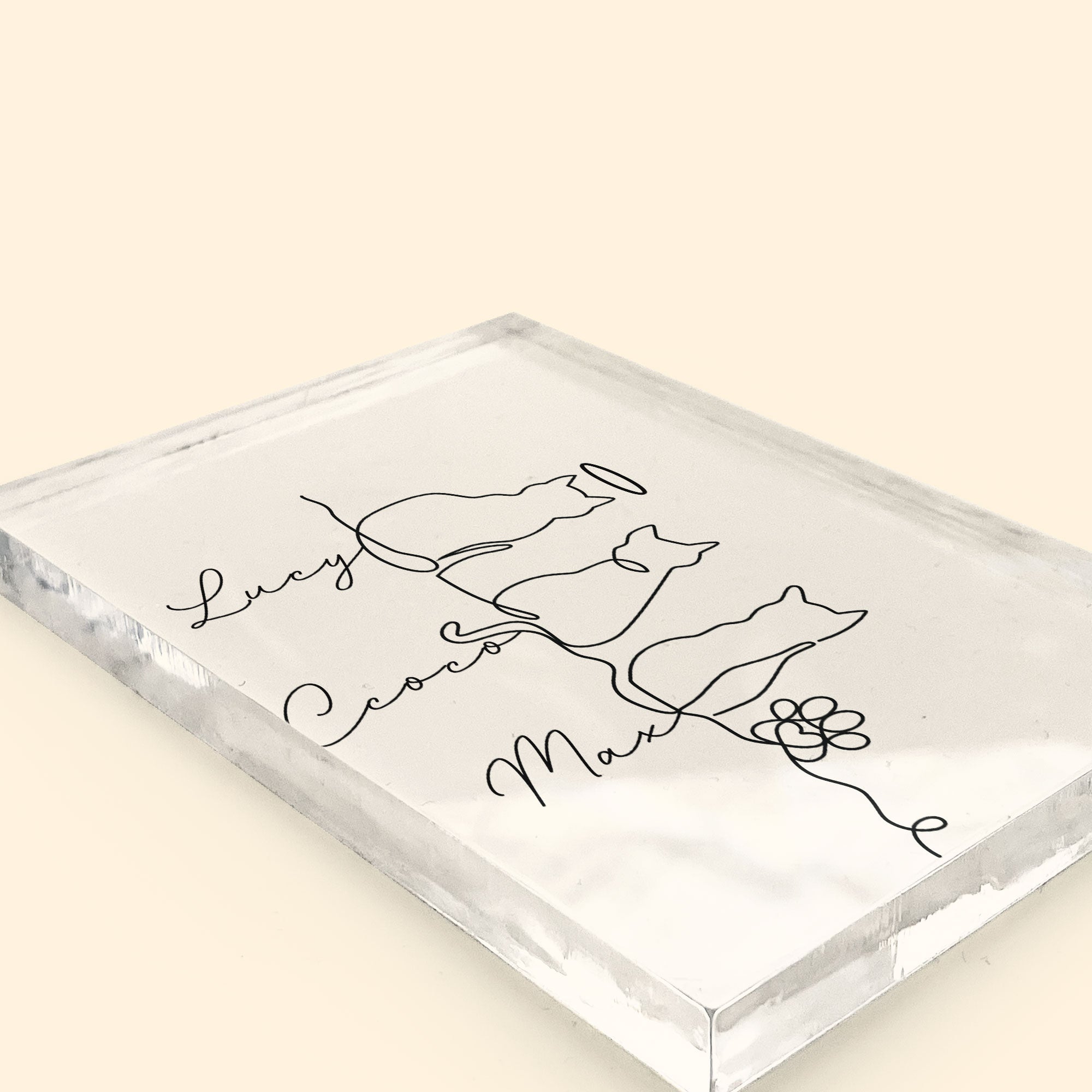 Cat Line Art Gift For Cat Lovers - Personalized Acrylic Plaque