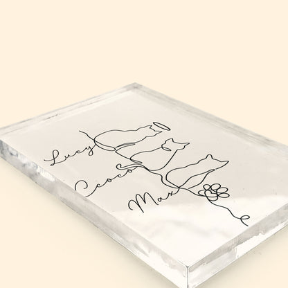 Cat Line Art Gift For Cat Lovers - Personalized Acrylic Plaque