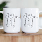 Cat Line Art Gift For Cat Lovers - Personalized Mug