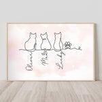 Cat Line Art Gift For Cat Lovers - Personalized Poster