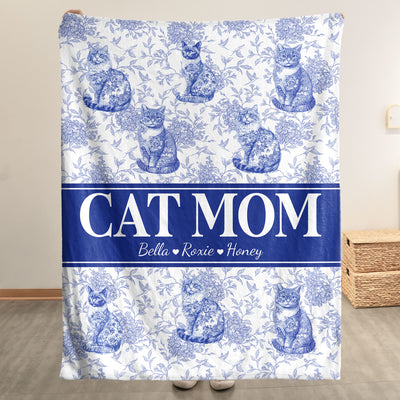 Cat Lover Chinoiserie Toile De Jouy Style - Personalized Blanket