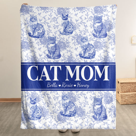 Cat Lover Chinoiserie Toile De Jouy Style - Personalized Blanket