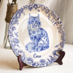 Cat Lover Chinoiserie Toile De Jouy Style - Personalized Ceramic Plate