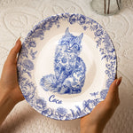 Cat Lover Chinoiserie Toile De Jouy Style - Personalized Ceramic Plate