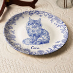 Cat Lover Chinoiserie Toile De Jouy Style - Personalized Ceramic Plate