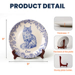 Cat Lover Chinoiserie Toile De Jouy Style - Personalized Ceramic Plate