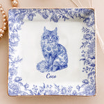 Cat Lover Chinoiserie Toile De Jouy Style - Personalized Jewelry Dish