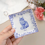 Cat Lover Chinoiserie Toile De Jouy Style - Personalized Jewelry Dish