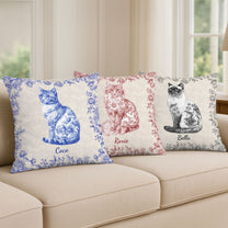 Cat Lover Chinoiserie Toile De Jouy Style - Personalized Pillow (Insert Included)