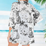 Cat Lover Toile De Jouy Style - Personalized Kimono Cover Up