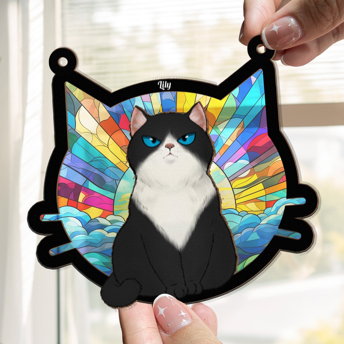 Cat Lovers Cute Kitty - Personalized Window Hanging Suncatcher Ornament