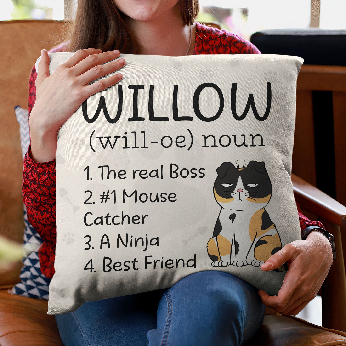 Cat Mom Cat Dad Write Definition Of My Cat - Personalized Pillow (Insert Included)
