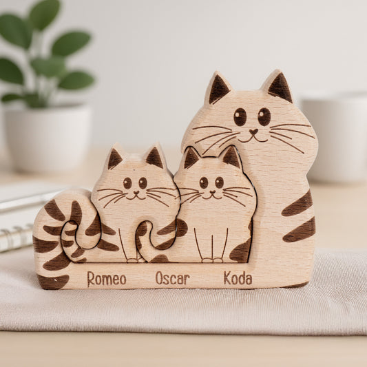 Cat Mom - Personalized Wooden Cat Family Puzzle
