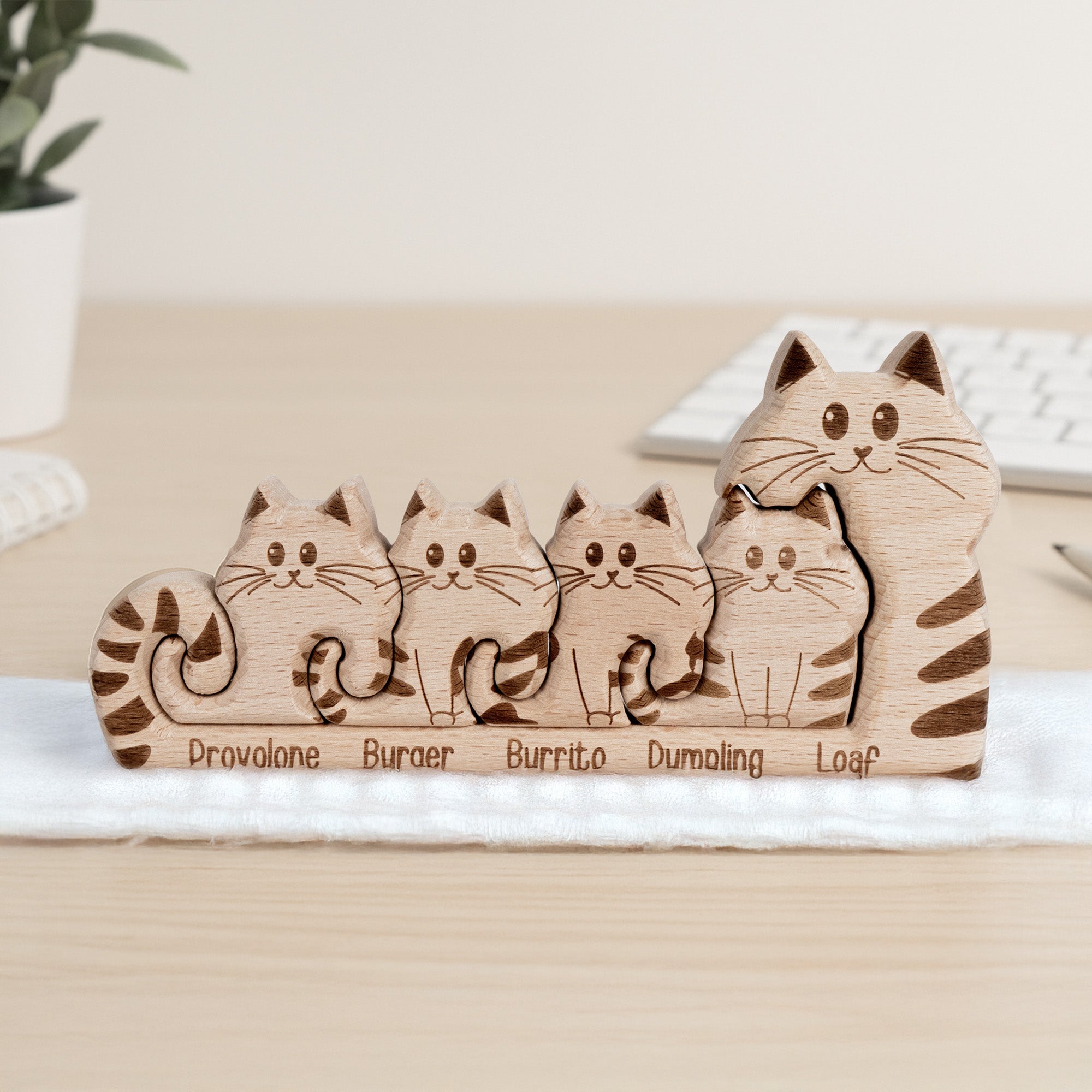Cat Mom - Personalized Wooden Cat Family Puzzle