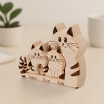 Cat Mom - Personalized Wooden Cat Family Puzzle