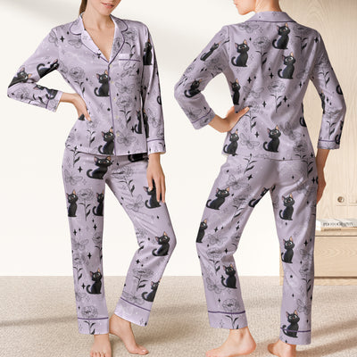 Cat Mom, Dog Mom - Personalized Satin Pajama Set