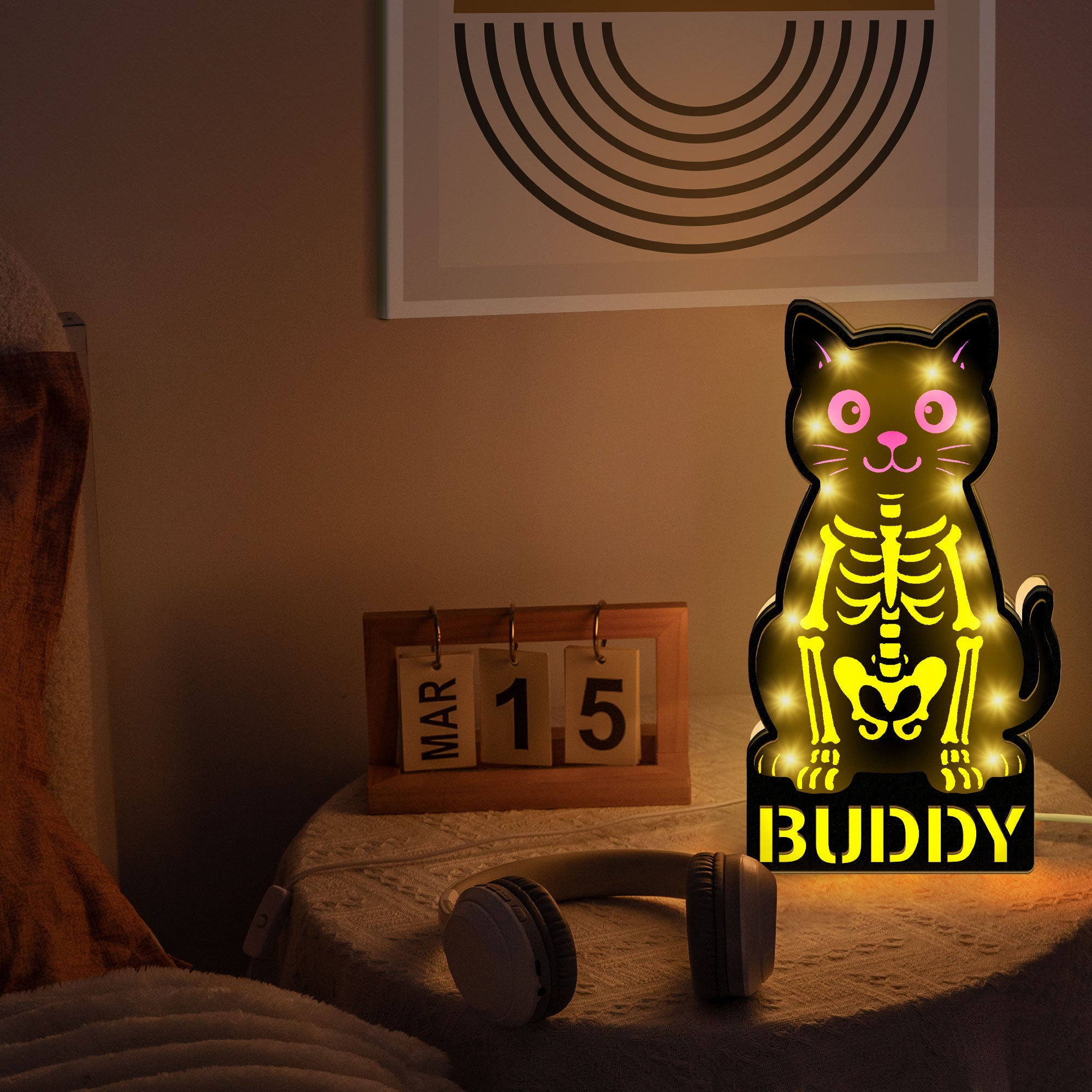Cat Skeleton - Personalized LED Night Lamp