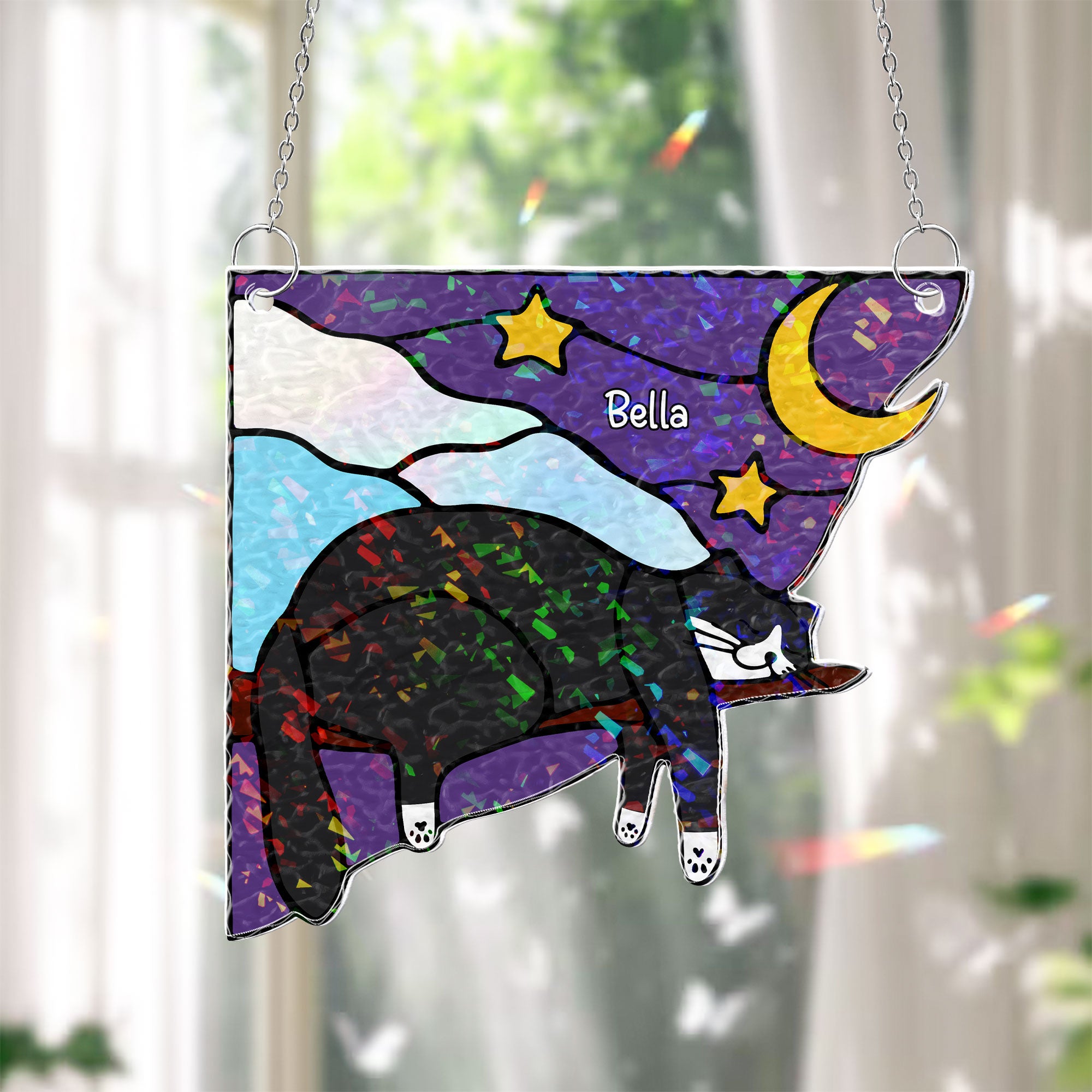 Cat Sleeping - Personalized Window Corner Suncatcher