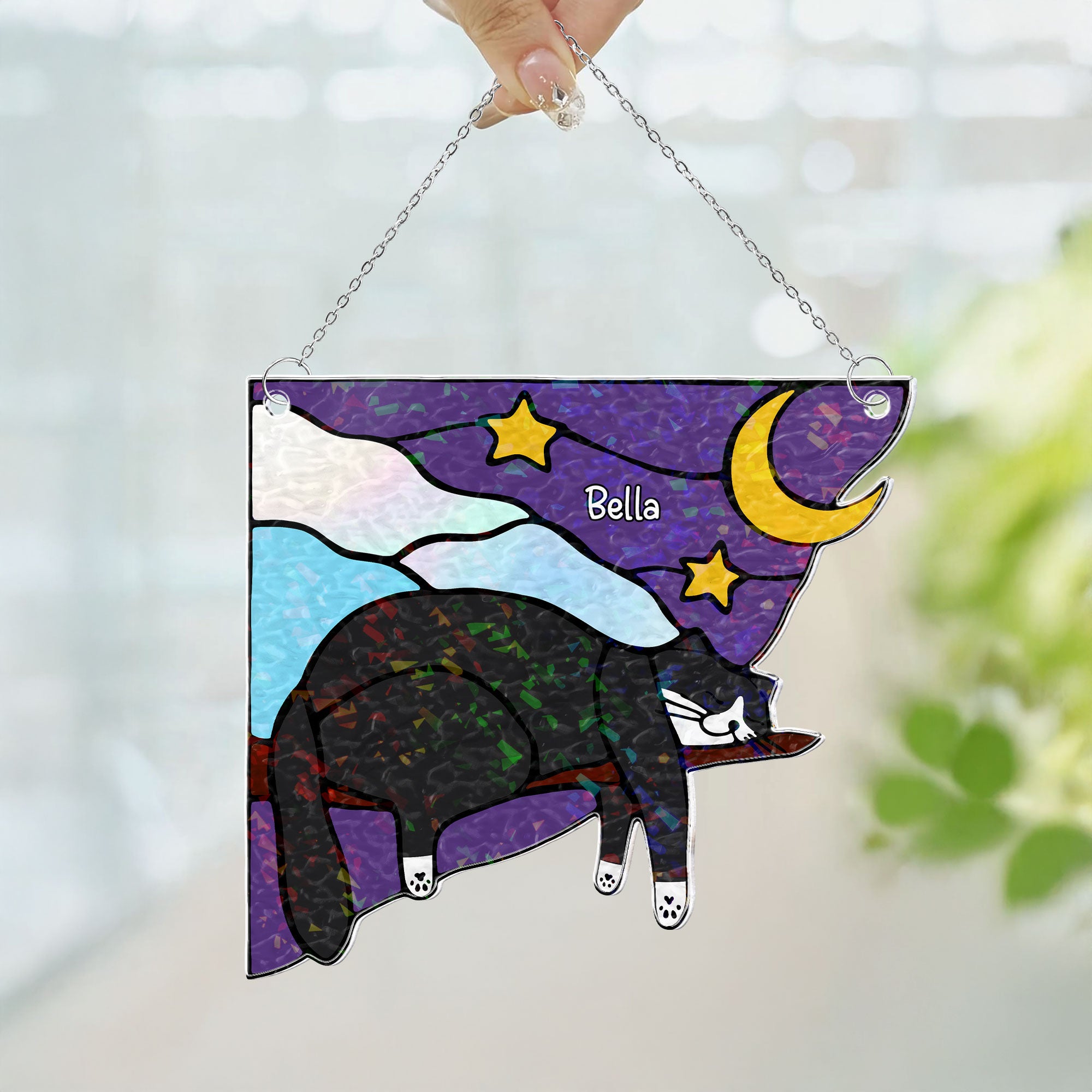 Cat Sleeping - Personalized Window Corner Suncatcher