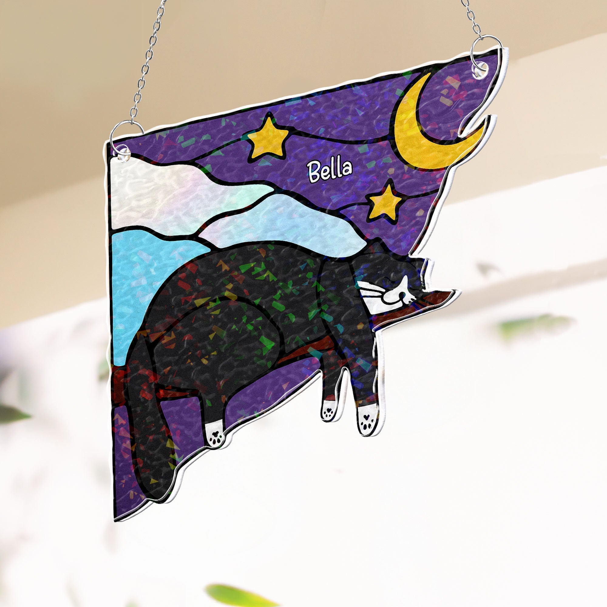 Cat Sleeping - Personalized Window Corner Suncatcher