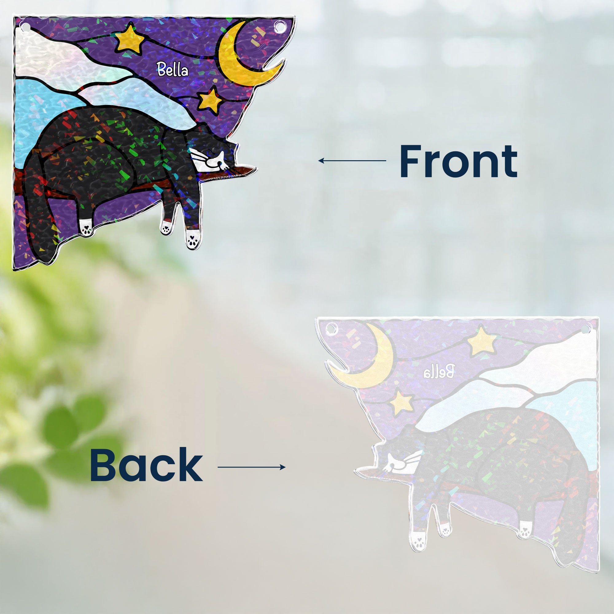 Cat Sleeping - Personalized Window Corner Suncatcher