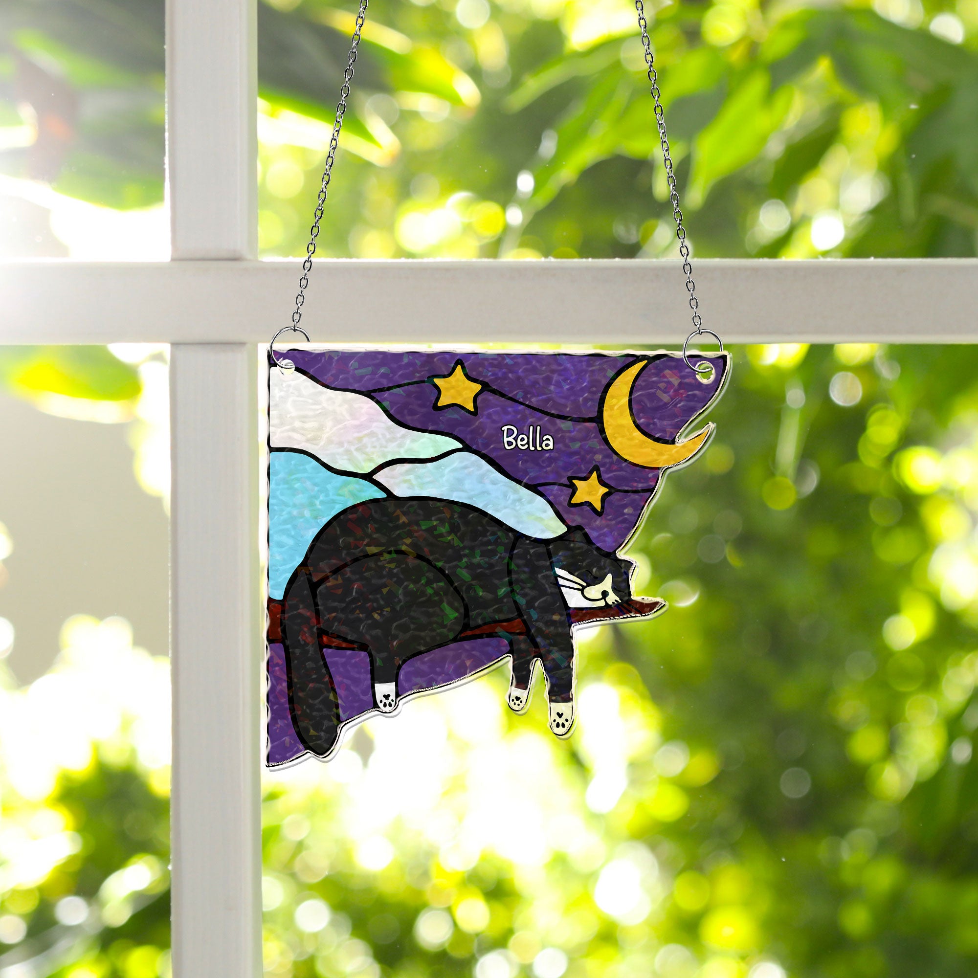 Cat Sleeping - Personalized Window Corner Suncatcher