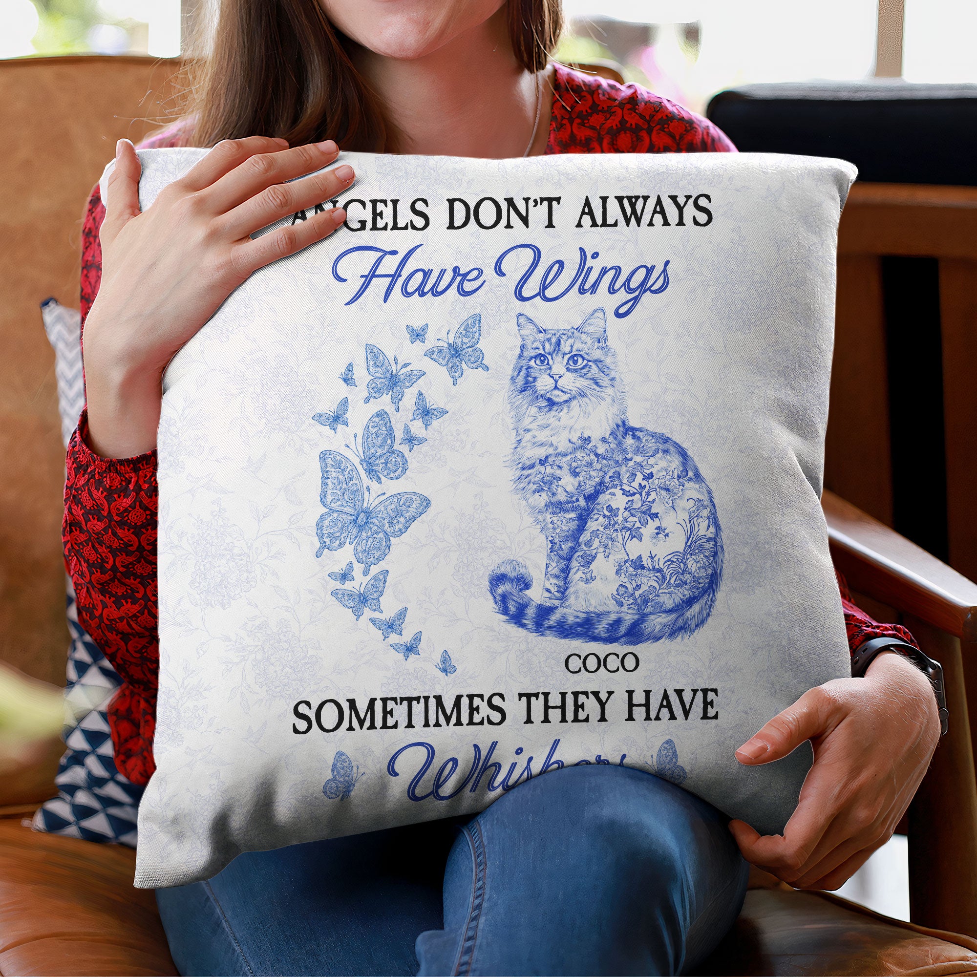 Cat Toile De Jouy Style - Memorial Gift - Personalized Pillow (Insert Included)