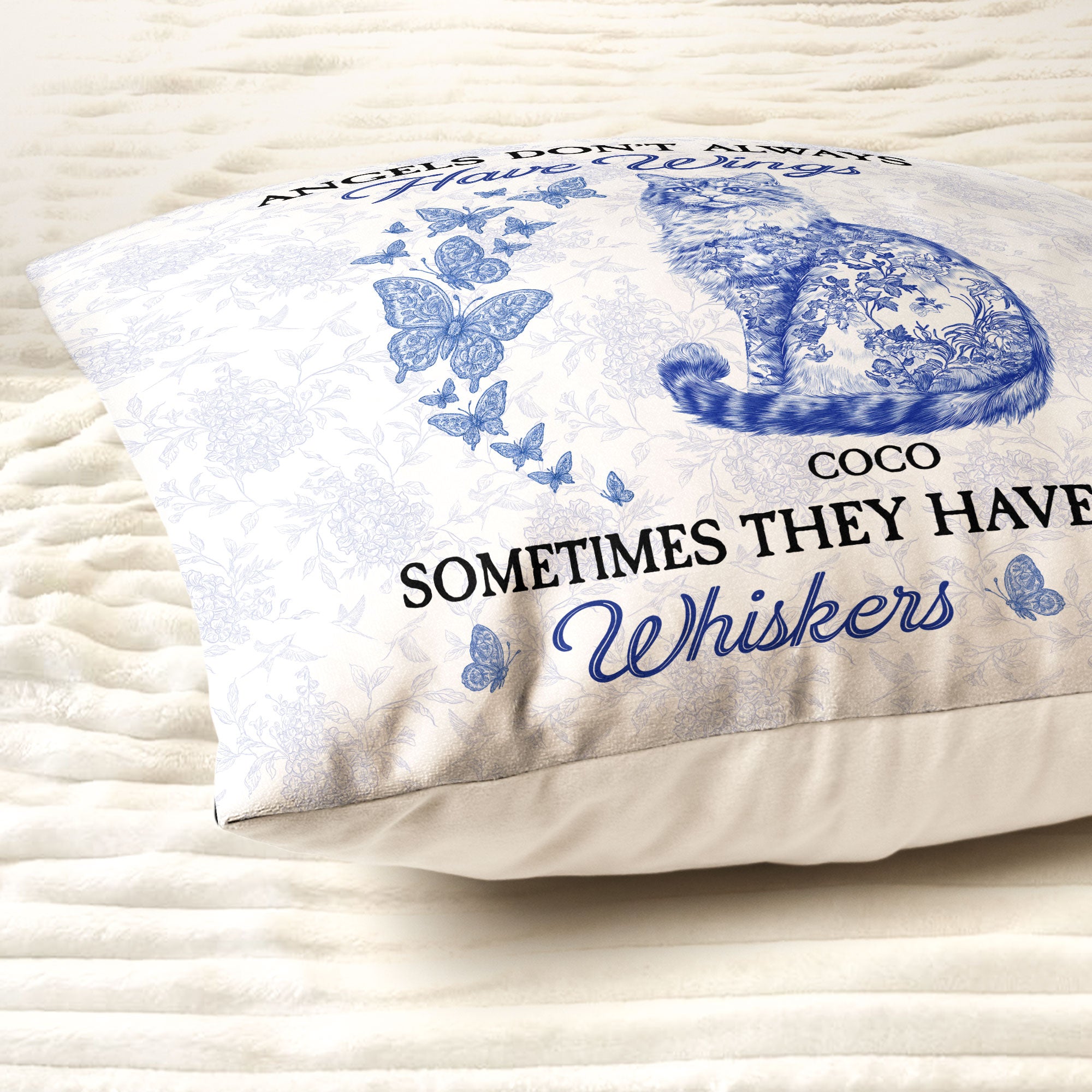 Cat Toile De Jouy Style - Memorial Gift - Personalized Pillow (Insert Included)