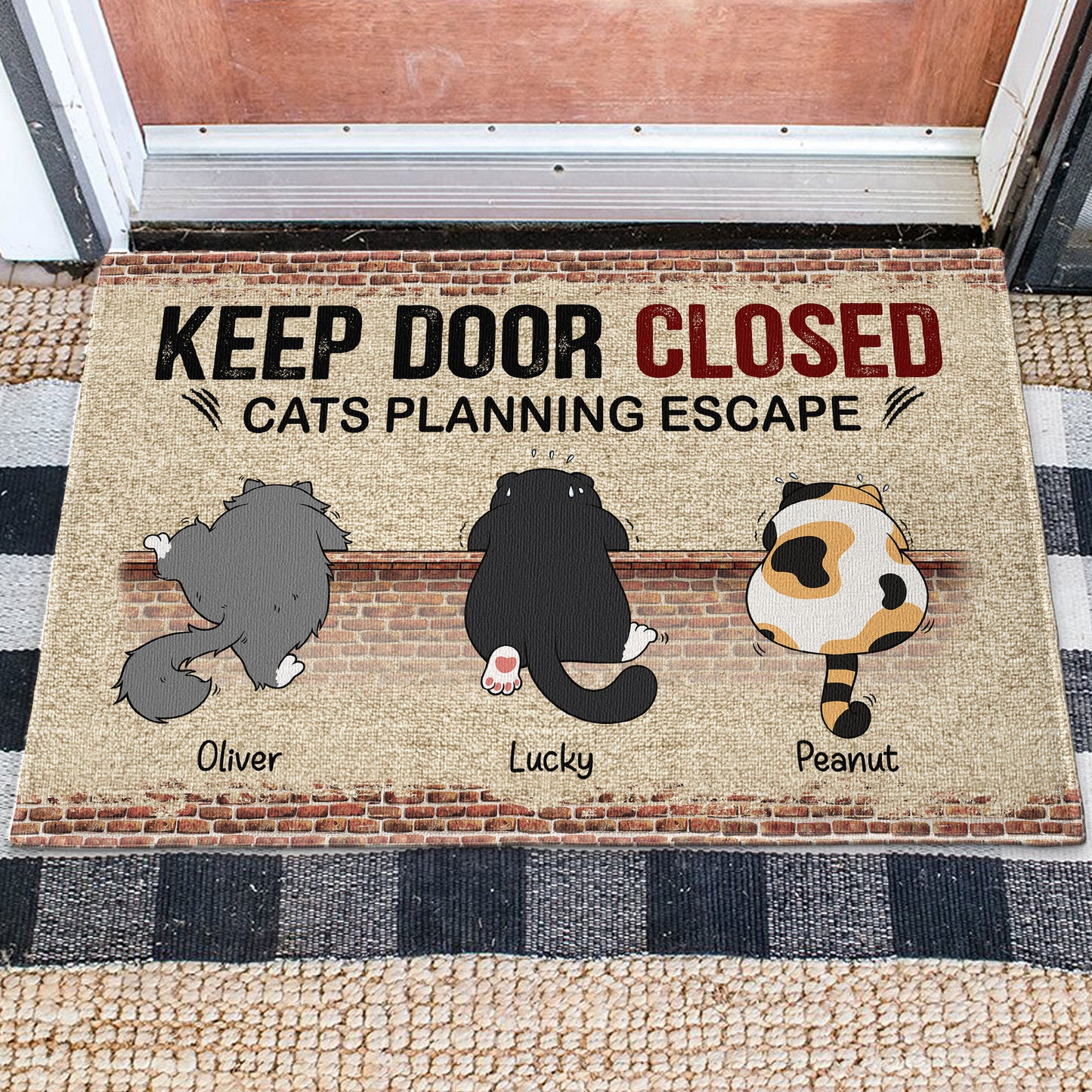 Cats Planning Escape - Personalized Doormat