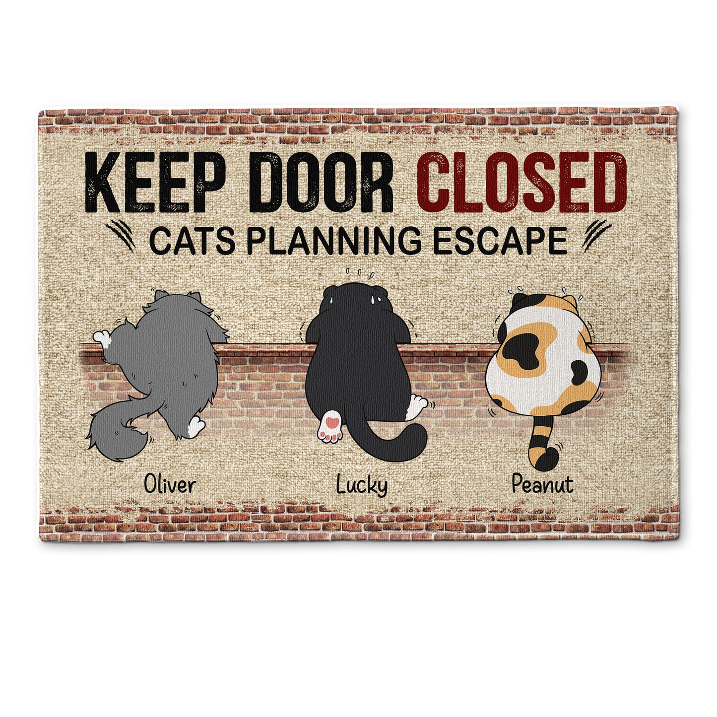 Cats Planning Escape - Personalized Doormat