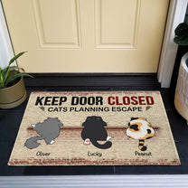 Cats Planning Escape - Personalized Doormat