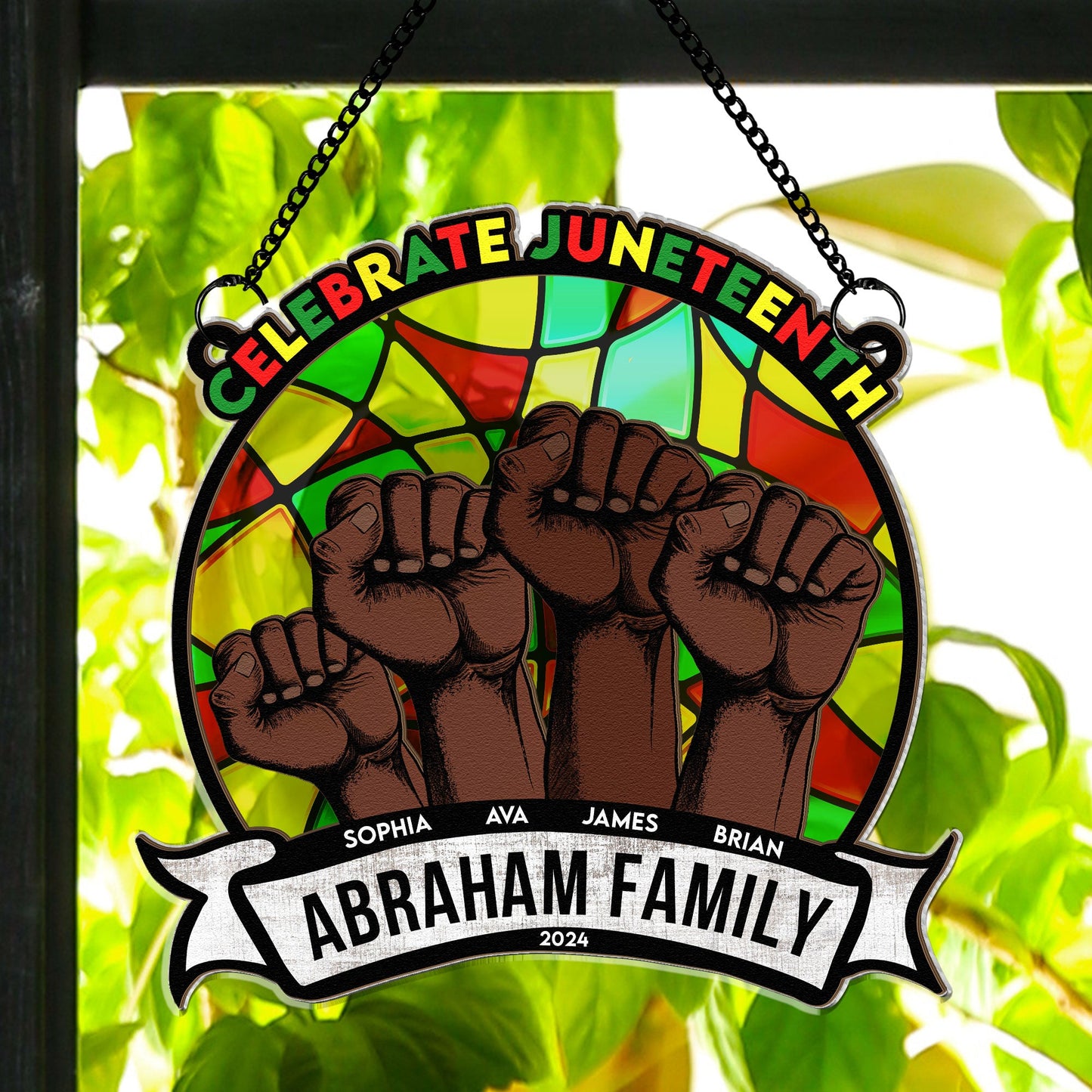 Celebrate Juneteenth - Personalized Window Hanging Suncatcher Ornament