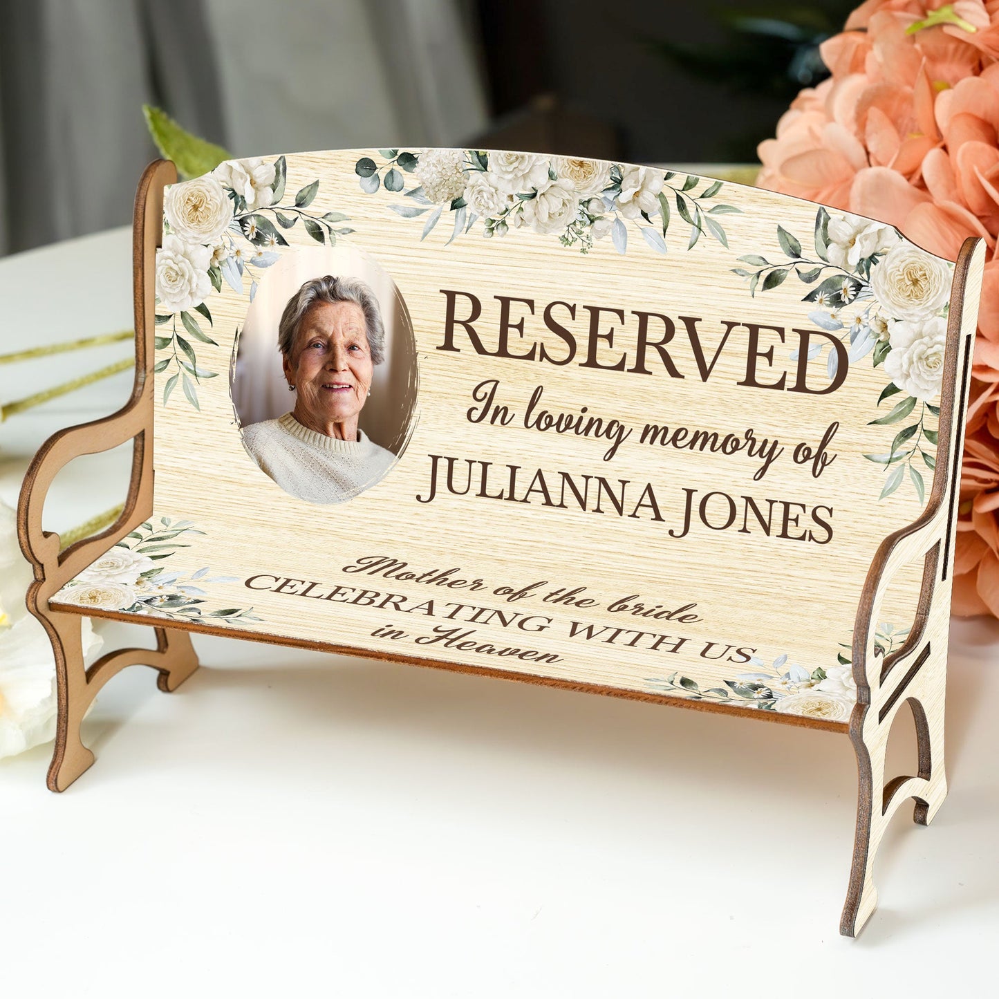 Celebrating In Heaven - Personalized Photo Memorial Bench