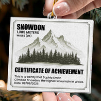Certificate Of Achievement Hiking - Personalized Acrylic Ornament